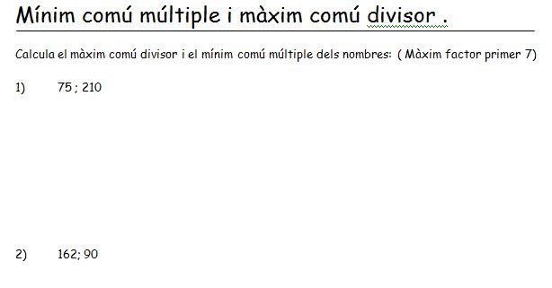 Càlcul del mcm i del mcd | Recurso educativo 36922