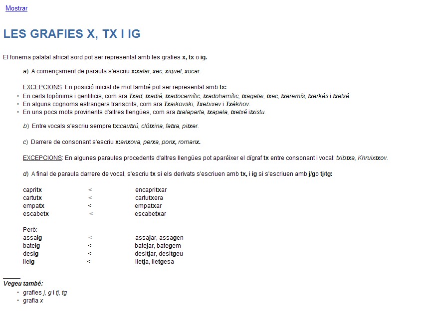 Les grafies X, TX i IG. | Recurso educativo 37140