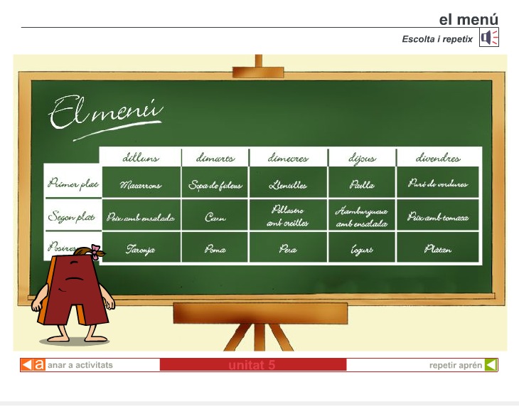 El menú del col·legi | Recurso educativo 39689