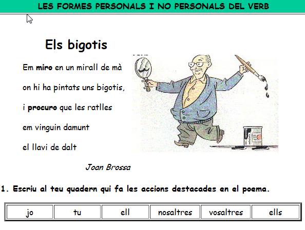 Fitxa: Formes personals i no personals del verb | Recurso educativo 43795